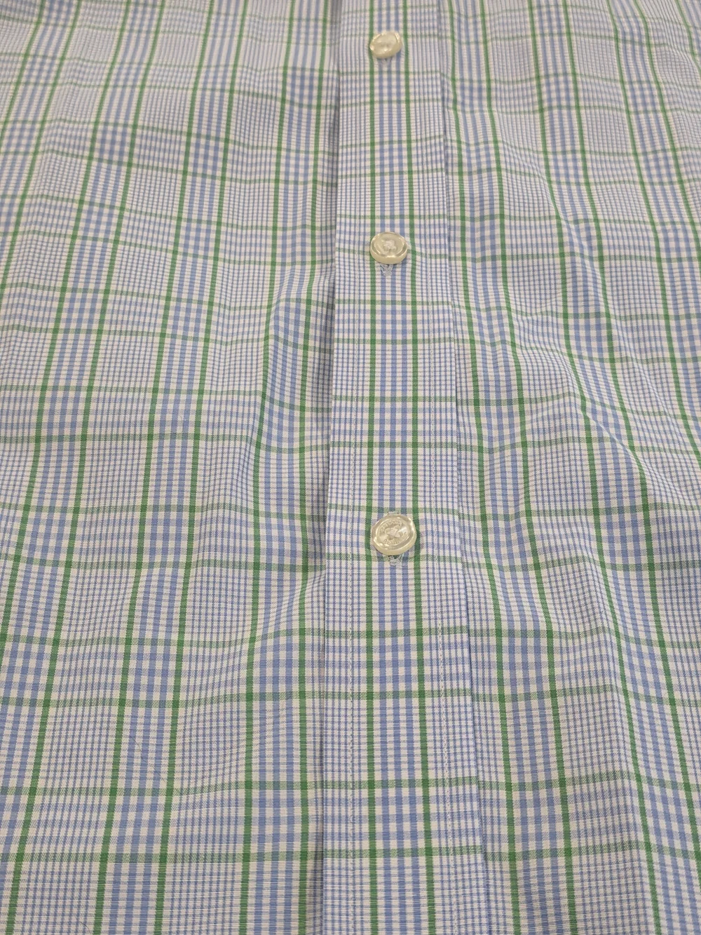 (L) 16-16.5 34/35 Men's Banana Republic Dress Shirt Green Blue Plaid All Cotton